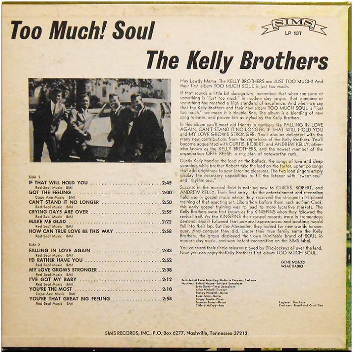 LP 137 - Too Much! Soul Back Cover